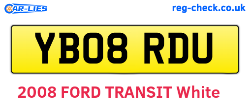 YB08RDU are the vehicle registration plates.