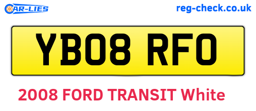 YB08RFO are the vehicle registration plates.