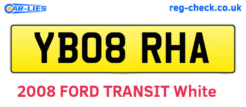 YB08RHA are the vehicle registration plates.