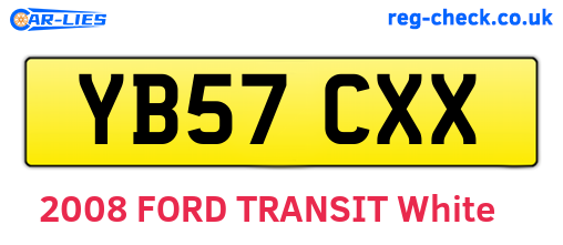YB57CXX are the vehicle registration plates.
