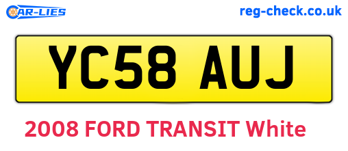 YC58AUJ are the vehicle registration plates.