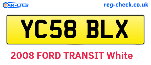 YC58BLX are the vehicle registration plates.