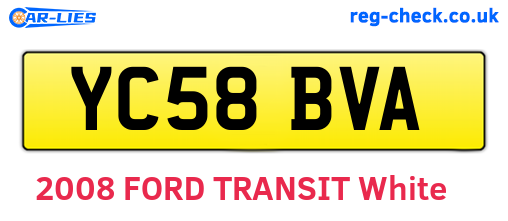 YC58BVA are the vehicle registration plates.