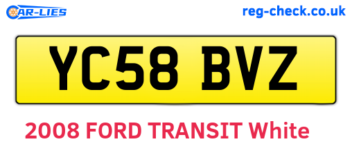 YC58BVZ are the vehicle registration plates.
