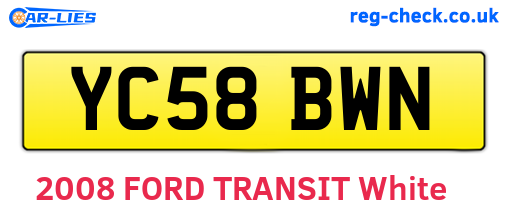 YC58BWN are the vehicle registration plates.