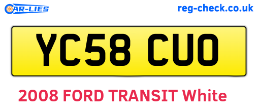 YC58CUO are the vehicle registration plates.