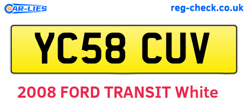 YC58CUV are the vehicle registration plates.