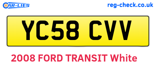 YC58CVV are the vehicle registration plates.