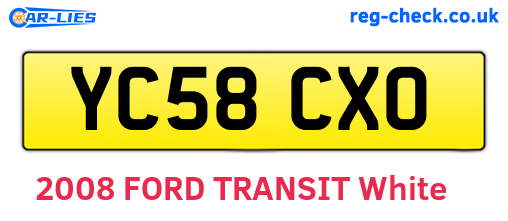 YC58CXO are the vehicle registration plates.