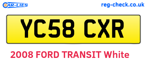 YC58CXR are the vehicle registration plates.