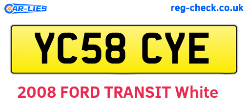 YC58CYE are the vehicle registration plates.