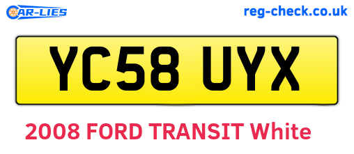 YC58UYX are the vehicle registration plates.