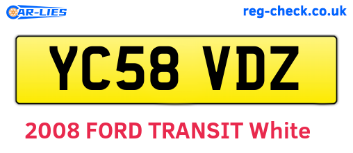 YC58VDZ are the vehicle registration plates.