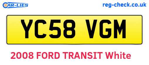 YC58VGM are the vehicle registration plates.