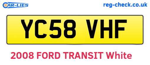 YC58VHF are the vehicle registration plates.