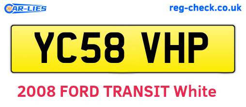 YC58VHP are the vehicle registration plates.