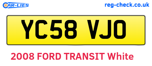 YC58VJO are the vehicle registration plates.