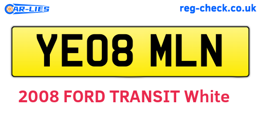 YE08MLN are the vehicle registration plates.