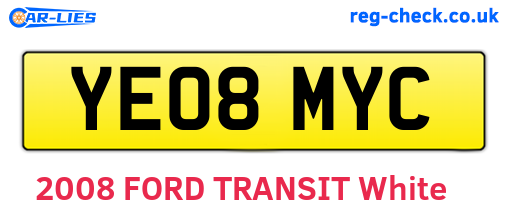 YE08MYC are the vehicle registration plates.