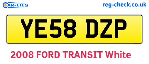 YE58DZP are the vehicle registration plates.