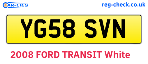 YG58SVN are the vehicle registration plates.