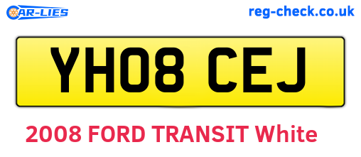 YH08CEJ are the vehicle registration plates.