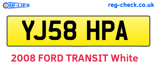 YJ58HPA are the vehicle registration plates.
