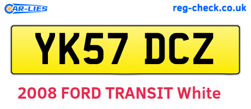 YK57DCZ are the vehicle registration plates.