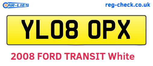 YL08OPX are the vehicle registration plates.