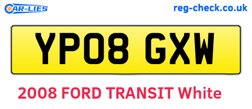 YP08GXW are the vehicle registration plates.