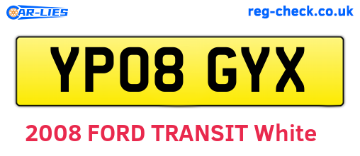 YP08GYX are the vehicle registration plates.