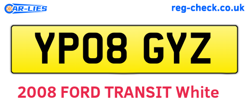 YP08GYZ are the vehicle registration plates.