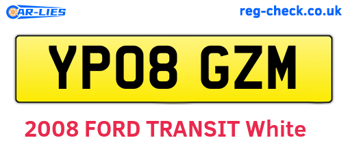 YP08GZM are the vehicle registration plates.