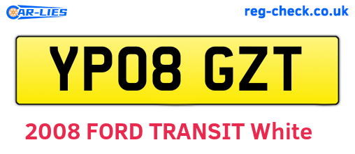 YP08GZT are the vehicle registration plates.