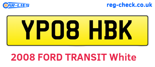 YP08HBK are the vehicle registration plates.
