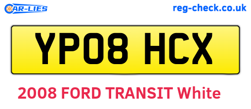 YP08HCX are the vehicle registration plates.