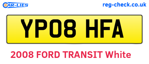 YP08HFA are the vehicle registration plates.