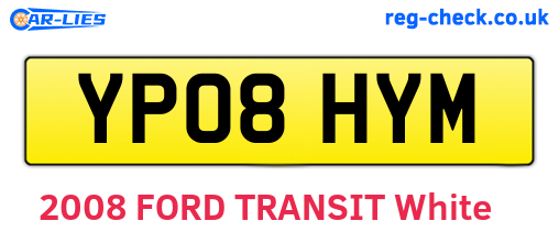 YP08HYM are the vehicle registration plates.