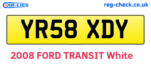 YR58XDY are the vehicle registration plates.