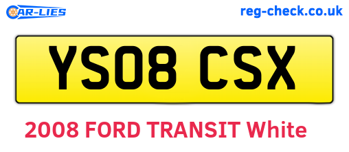 YS08CSX are the vehicle registration plates.
