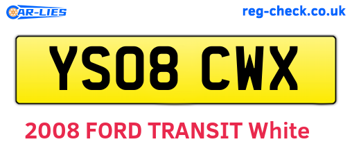 YS08CWX are the vehicle registration plates.