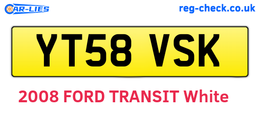 YT58VSK are the vehicle registration plates.