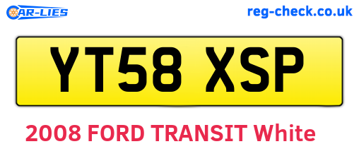 YT58XSP are the vehicle registration plates.