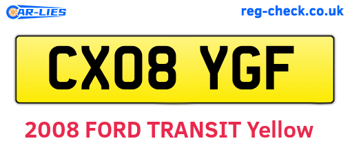 CX08YGF are the vehicle registration plates.