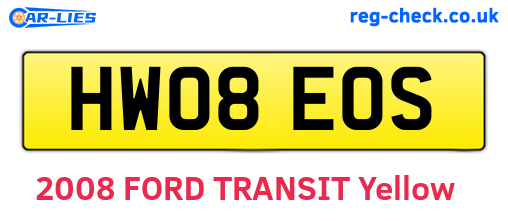 HW08EOS are the vehicle registration plates.