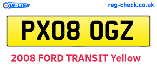 PX08OGZ are the vehicle registration plates.
