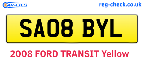SA08BYL are the vehicle registration plates.
