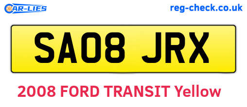 SA08JRX are the vehicle registration plates.