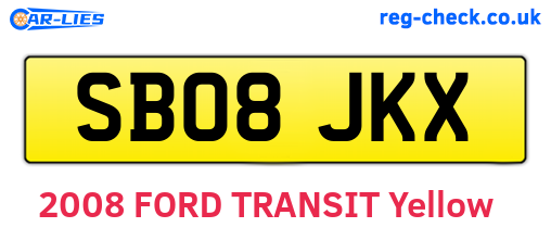 SB08JKX are the vehicle registration plates.