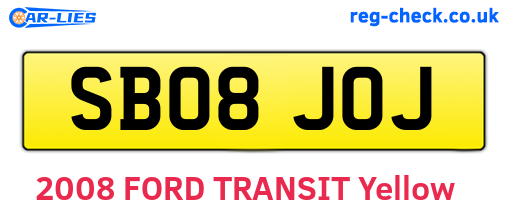 SB08JOJ are the vehicle registration plates.